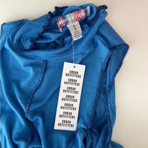 Urban Outfitters | UO Deja Seamed Mini Dress Sleeveless Ribbed Blue New Small - Picture 14 of 15